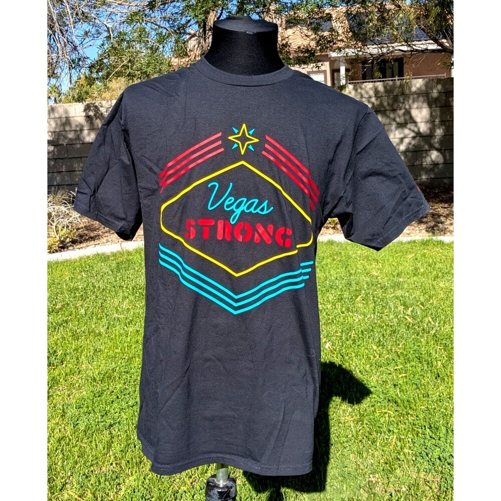 2017 Las Vegas Strong Neon/Black Red Rock Resort Medium Port & Co T-Shirt NOS
